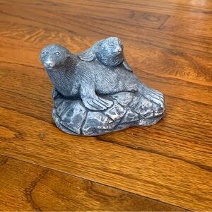 Glacial Ice Age Sculpture Seals on Rocks
Ceramic Figurine Home Decor 
4” x 3”